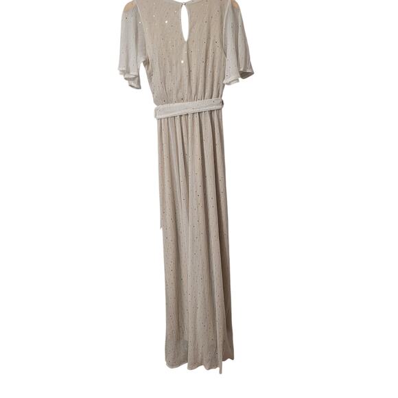 Baltic Born Grace Sparkle Maxi Dress Womens S Ivory Side Slit Floor Length - Picture 3 of 12